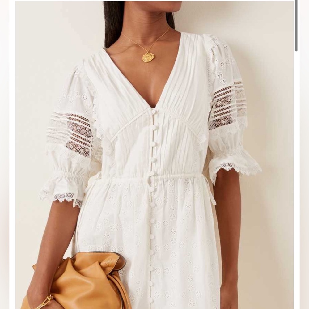 SELF-PORTRAIT Floral Broderie Anglaise Midi Dress
